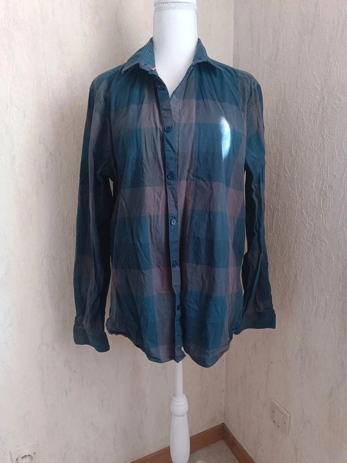 Chemise marron et marine Jules XL
